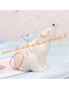 Bomboniere orso polare per battesimo bimbo o bimba comunione e cresima versioni assortite 2