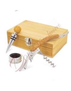 Bomboniere set vino per matrimonio bomboniera utile cucina 3 pezzi con scatola legno 2