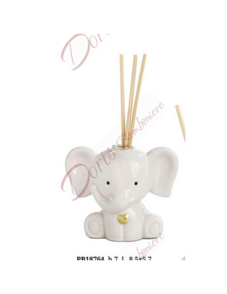 Bomboniere profumatore diffusore di profumo elefante ceramica con cuore ORO 7 CM PORCELLANA Bomboniere profumatore diffusore di profumo elefante ceramica con cuore ORO 7 CM PORCELLANA