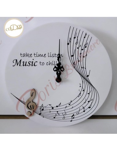 Bomboniere tema musica utile orologio da appendere al muro in legno diametro 25 cm