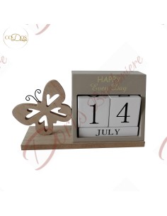 Bomboniere utili calendario perpetuo con farfalla porta bigliettini in legno CM 18.5X6.5*10.5 2
