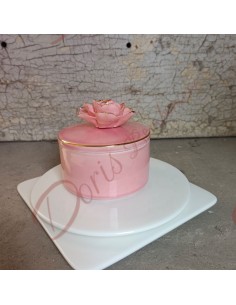 Bomboniere portagioie in ceramica colore rosa con fiore e rifiniture oro misure 10x8 cm circa 2