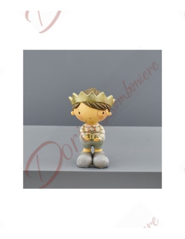 Bomboniere piccolo principe con corona e rana ranocchio  6x5x10 cm