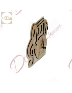 Bomboniera tema musica utile orologio da tavolo in legno 2