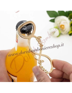 Bomboniere utili matrimonio apribottiglie colore oro con infinito love in metallo CD225648870 Codos Design Bomboniere tappo p...