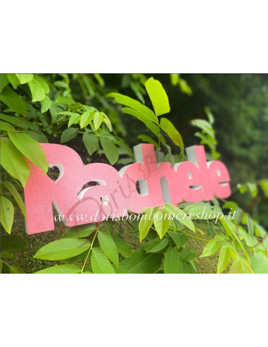 Personalized name in polistriolo with color hearts of your choice
