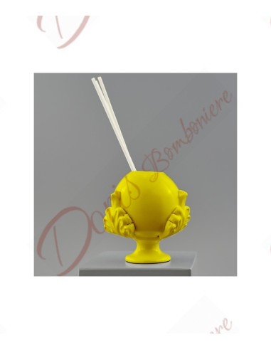 Yellow ocher pumo perfumer favors with sticks 9x9x9 cm