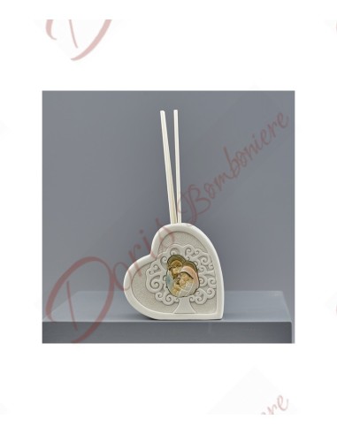 Useful favors sacred baptism with holy family in the shape of a heart with tree of life height 7.8 cm