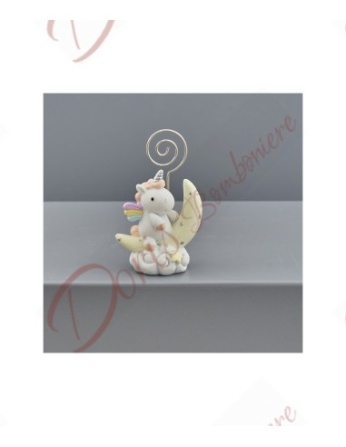 Gastgeschenke Einhorn mit Clip-On-Mond mit rosa Regenbogen, Höhe 8 cm