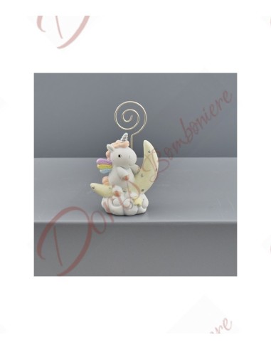 Unicorn favors with clip on moon with pink rainbow measuring height 8 cm