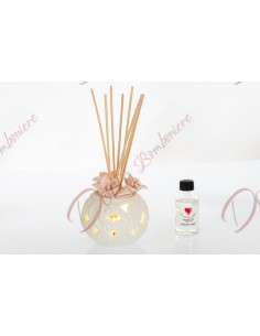 Bomboniere solidali utili cuorematto profumatore CON LED ceramica bianca con fiori rosa fraganza inclusa D8292 Cuorematto Bom...
