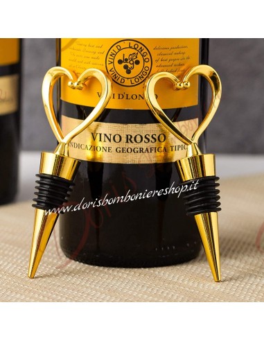 Bomboniere utili ed economiche tappo per bottiglia colore oro con cuore
