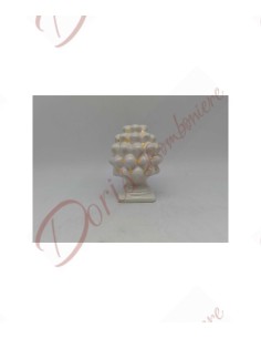Favors pomme de pin céramique led blanche hauteur 11 cm avec boite