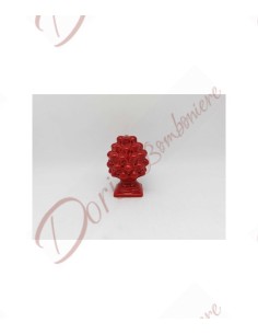 Favors pomme de pin led rouge en céramique hauteur 11 cm avec boite