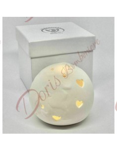 Bomboniere mondo con luce a led in ceramica bianca compresa scatola tema viaggio cm 8 diametro 02226 Etm Bomboniere Luci led