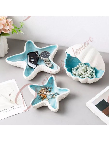 Favors 2023 neue Kollektion Meeresthema Weiß und Tiffany-Keramikschale 12,5 x 7 x 6 Favors 2023 neue Kollektion Meeresthema Weiß und Tiffany-Keramikschale 12,5 x 7 x 6