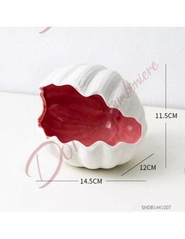 Bomboniere 2023 tema mare matrimonio conchiglia porta oggetti in ceramica bianca e rossa