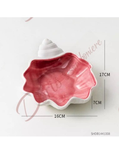 Favors 2023 sea theme wedding shell holder in white ceramic and CORAL