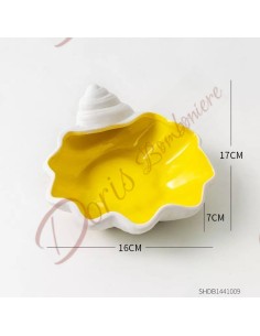 Favors 2023 sea theme wedding shell holder in white and YELLOW ceramic