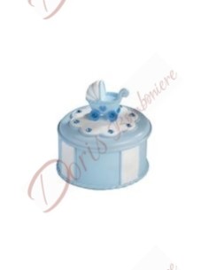 Baptism favors with blue pram brings joy 7 cm