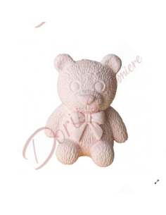 Bomboniere economiche battesimo bimba orso orsetto in gesso rosa chiaro cm 4