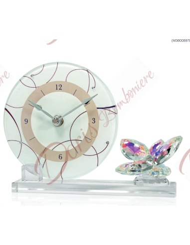 Faveurs pour témoins de mariage ou marraine confirmation baptême ou article cadeau horloge avec fleur en cristal