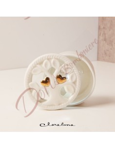 Clararaluna 2023 hearts wedding favors with white ceramic led light.