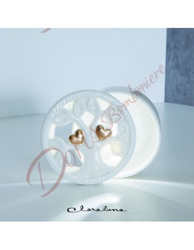 Clararaluna 2023 hearts wedding favors with white ceramic led light.