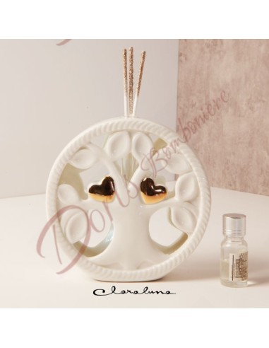 Bomboniere matrimonio profumatore Claraluna 2023 in caramica bianca con cuori colorati 23132