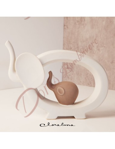 Faveurs nouveau Claraluna collection 2023 couple éléphant bicolore blanc tourterelle 23x17x6cm