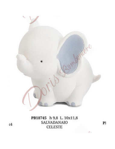Favor piggy bank white and light blue elephant in ceramic