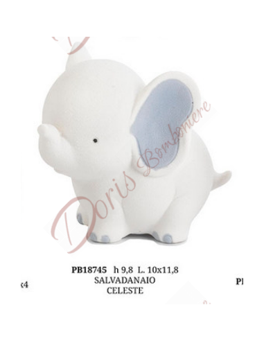 Favor piggy bank white and light blue elephant in ceramic