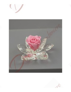 Bomboniere cristallo fiore con 8 petali con rosa stabilizzata eterna colore rosa cm 11 con scatola a led 623468 Altri Marchi ...