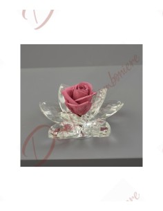 Bomboniere cristallo fiore con 8 petali con rosa stabilizzata eterna colore rosa antico cm 11 con scatola a led 623469 Altri ...