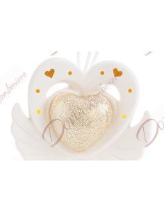 Hochzeitsbevorzugungen Kommunion Konfirmation Engelsflügel mit weißem Herz und goldenem Parfüm mit LED