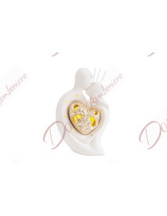 Bomboniere nozze le stelle naples collezione 2023 Coppia profumatore con luce a led bianco e oro in porcellana 2