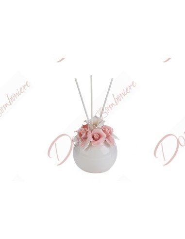 Faveurs de mariage confirmation de communion utile parfumeur en porcelaine blanche et rose 55178