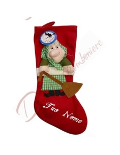 copy of Epiphany stocking customized in blue and red cloth with Peluce 35 cm