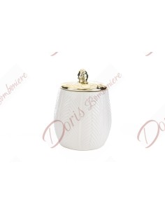 Bomboniere nozze portagioie scatola in porcellana lavorata bianca con coperchio oro 11x14 cm 55169 Le stelle Home