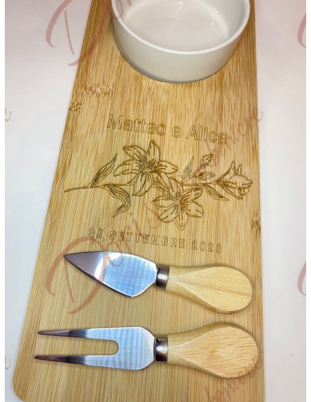 Bomboniera matrimonio nozze Tagliere personalizzato Con Set Formaggio 36X15X4,3 Bomboniera matrimonio nozze Tagliere personalizzato Con Set Formaggio 36X15X4,3
