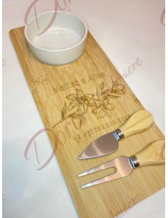 Bomboniera matrimonio nozze Tagliere personalizzato Con Set Formaggio 36X15X4,3 2