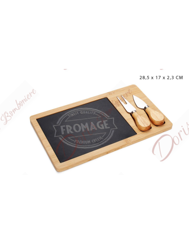 Bomboniera nozze matrimonio utile Tagliere Con Set Formaggio 28,5X17X2,5