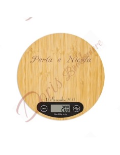 Balance de cuisine personnalisée pour faveur de mariage utile avec gravure laser sur bois de bambou