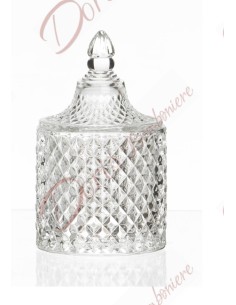 Sparsamer und eleganter Zuckerdose oder Pralinenhalter für Hochzeitsbevorzugungen aus Kristallglas cm 14 h