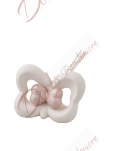 Perfumer butterfly favor with heart in white ceramic and rose gold cm 9 h
