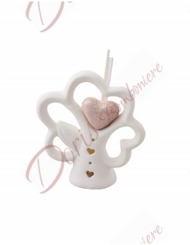 Baum des Lebens Duftbevorzugung mit LED-Keramik und Herz aus Roségold cm 14 h