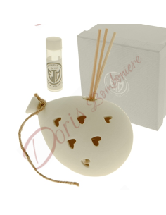 Useful baptism favors bubble balloon with heart hole perfumer with led 11 cm white porcelain