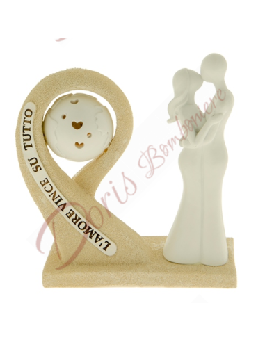 Faveurs de mariage romantique et original modèle couple bague avec lumière led sphère 14x15 cm nouveauté