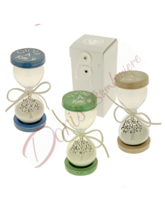 Zero km love, dreams and joy hourglass favors with colored ceramic and tree of life pendant 11 cm