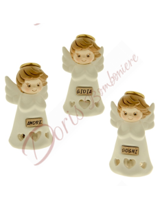 Angel baptism communion favors with words on wood dreams love and joy with led cm 11 h
